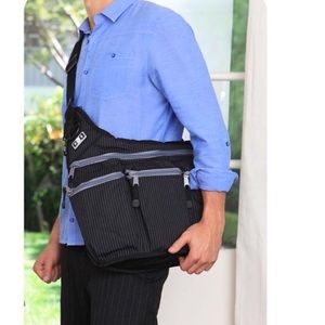 Diaper Dude Black Messenger Bag Padded Unisex